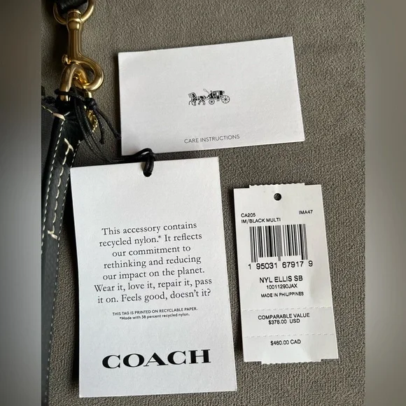 Coach Ellis Shoulder Bag Nylon Crossbody w/ Coin Pouch~NWT~ Black CA205